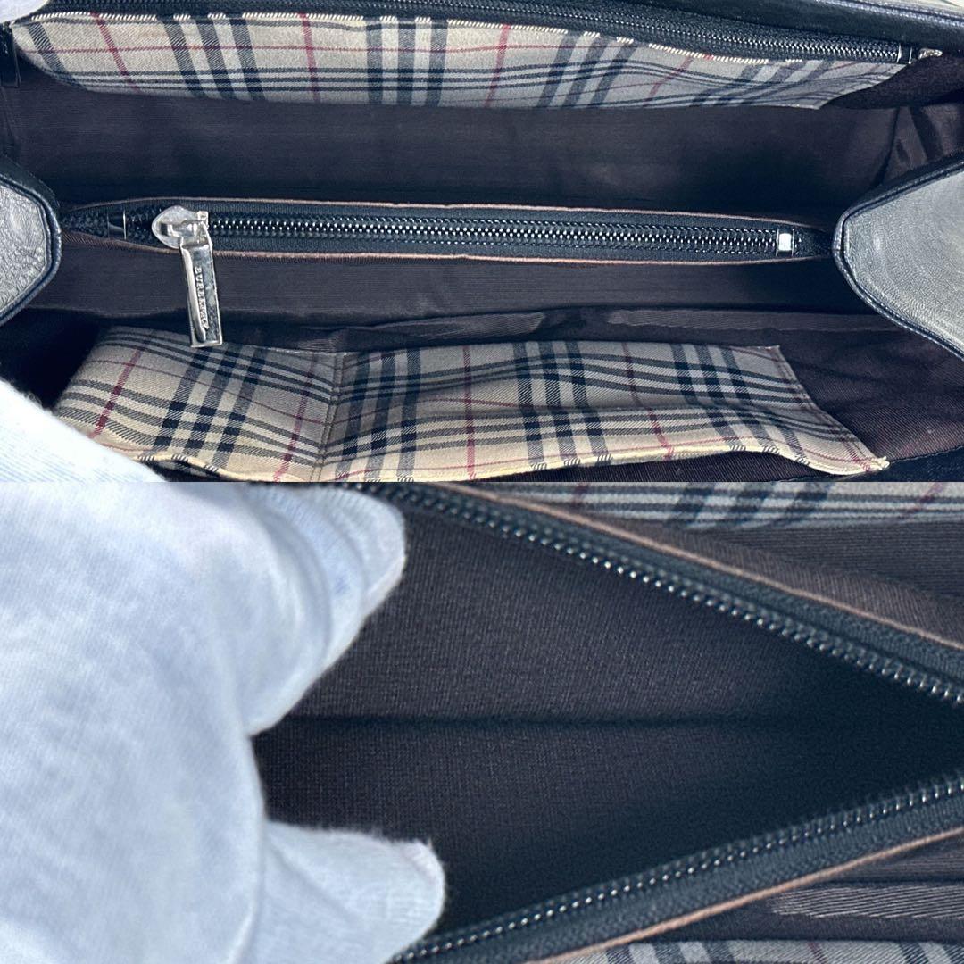 【極美品】バーバリー トートバッグ サフィアーノレザー ノバチェック 手提げ 黒