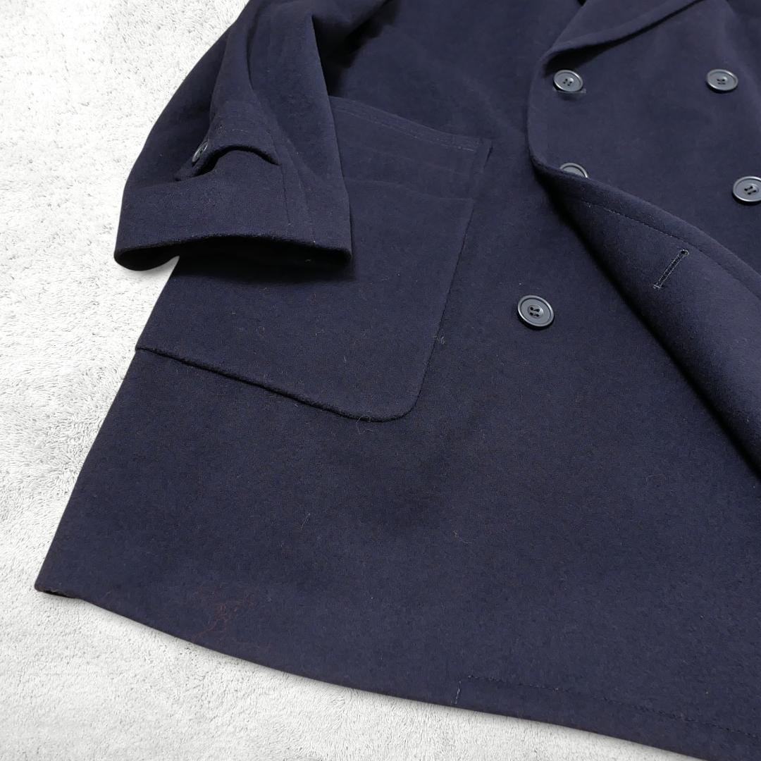 美品【クリスチャンディオール】ウール ダブルコート ビンテージ ラムウール 紺