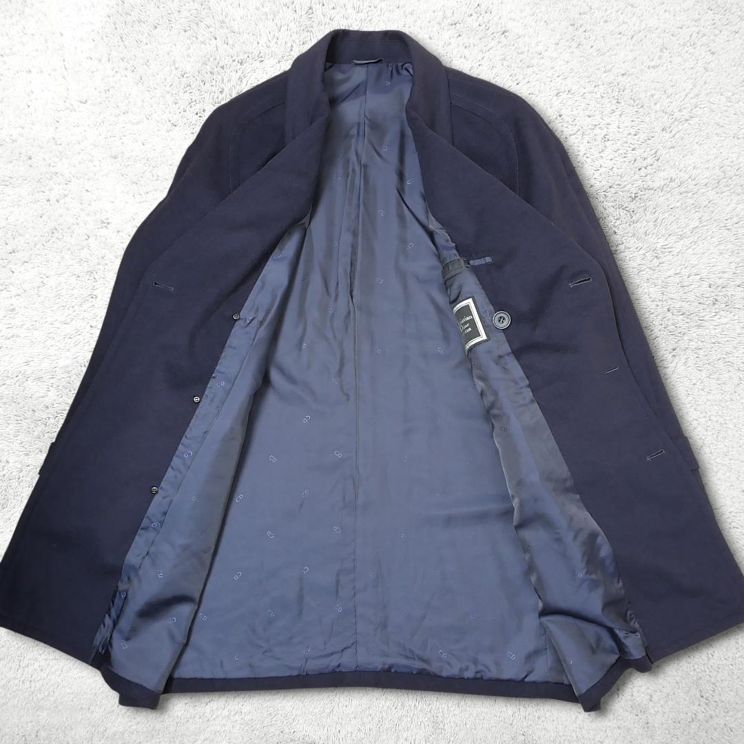 美品【クリスチャンディオール】ウール ダブルコート ビンテージ ラムウール 紺