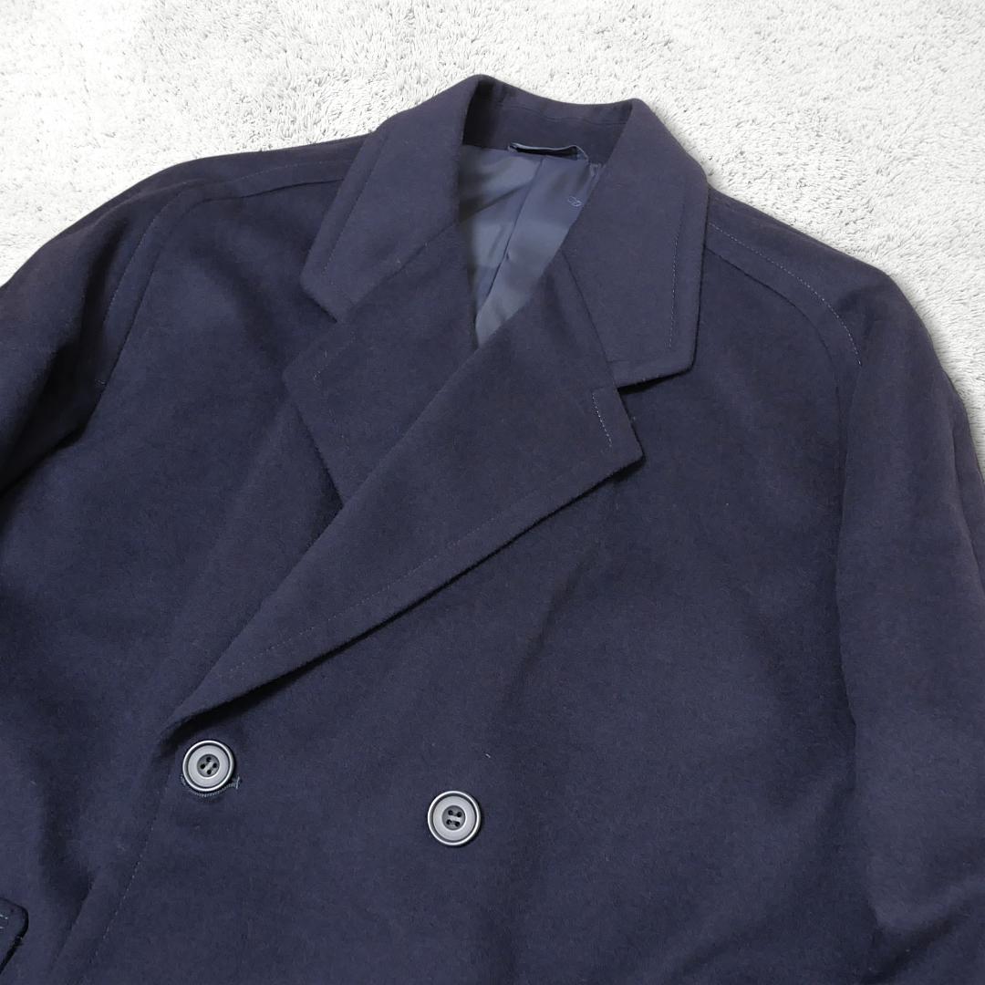 美品【クリスチャンディオール】ウール ダブルコート ビンテージ ラムウール 紺