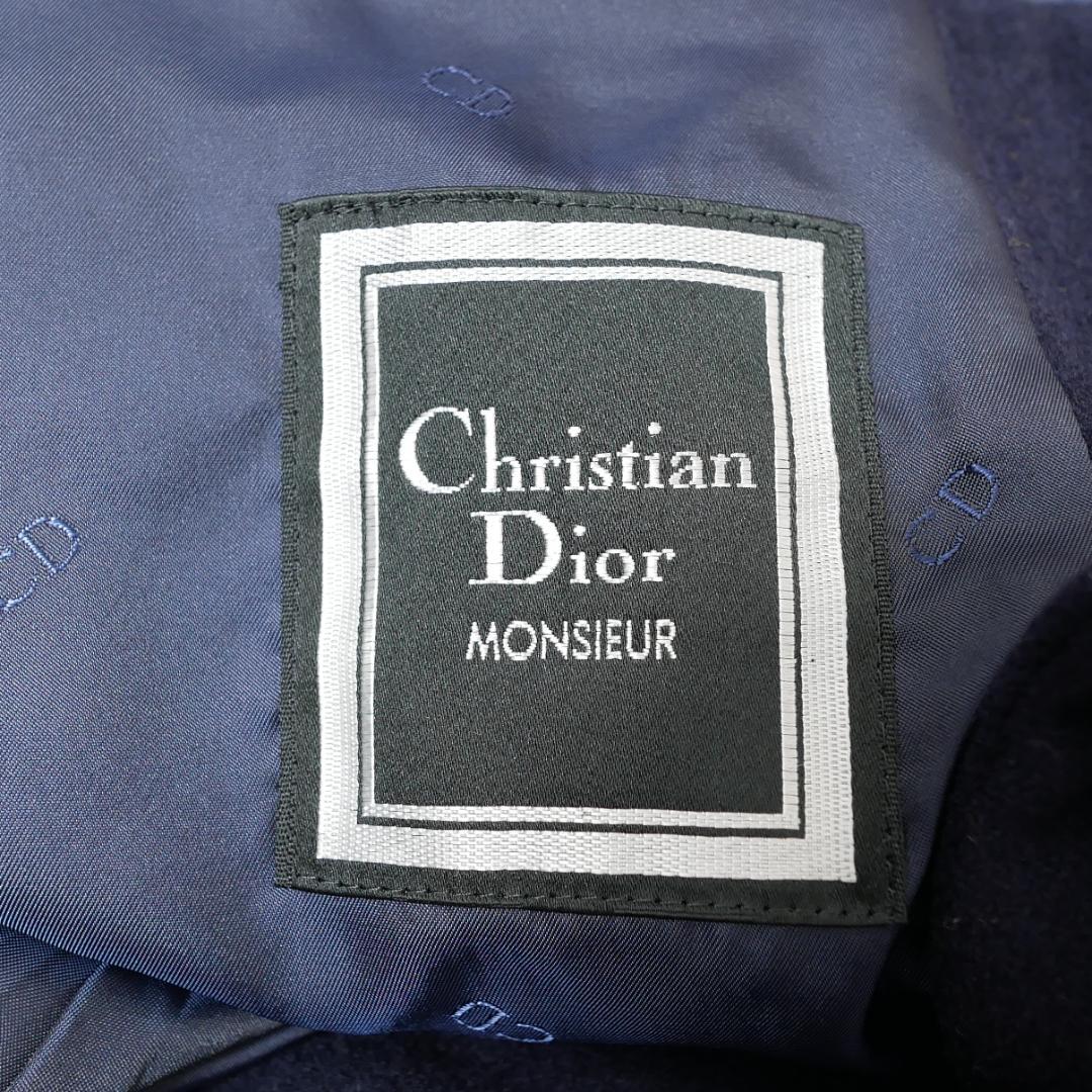 美品【クリスチャンディオール】ウール ダブルコート ビンテージ ラムウール 紺
