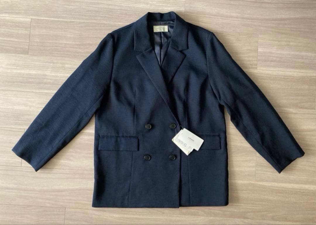 【最終価格】新品 ダブルフロントテーラードジャケット size38 ネイビー