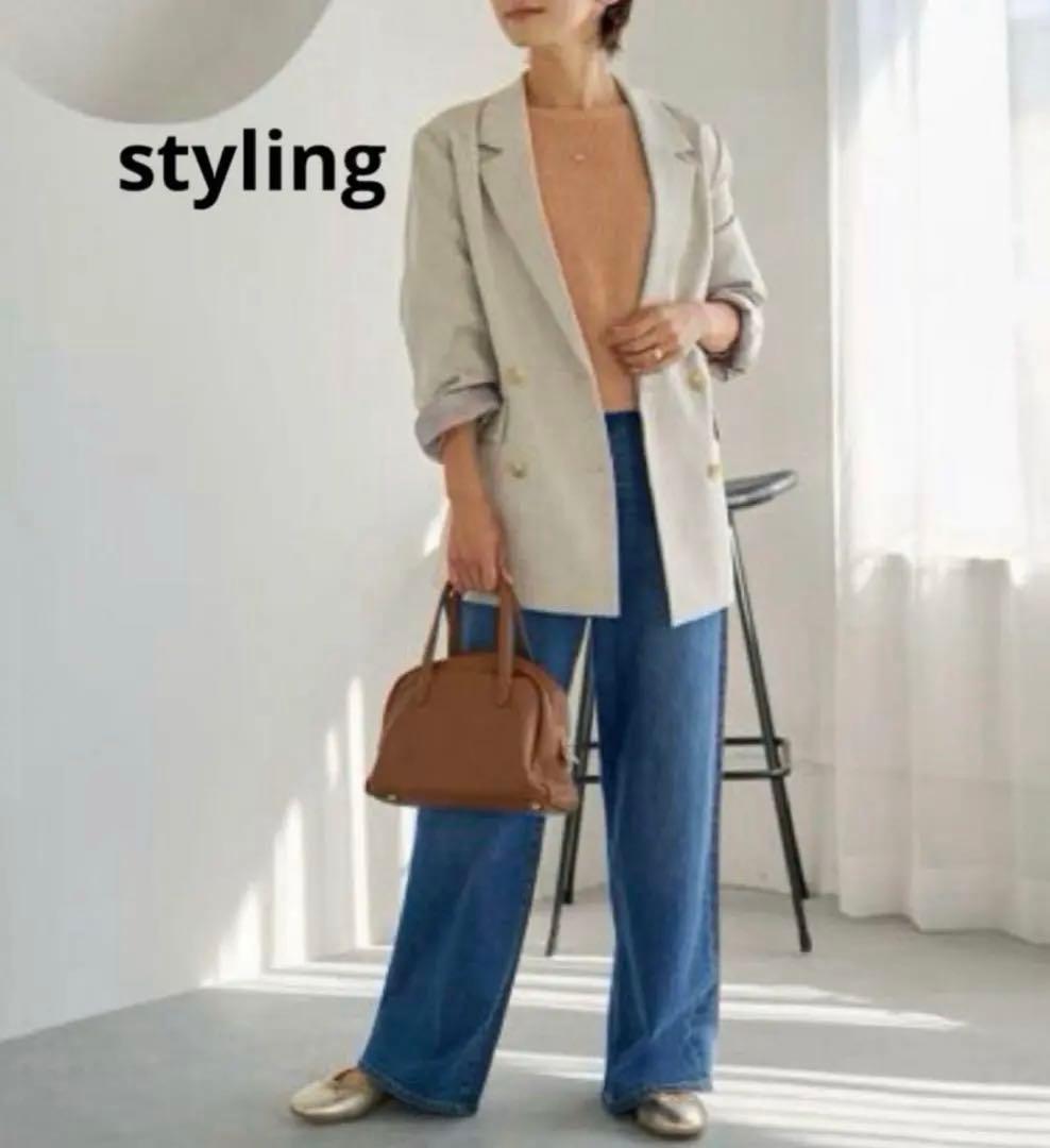 【最終価格】新品 ダブルフロントテーラードジャケット size38 ネイビー