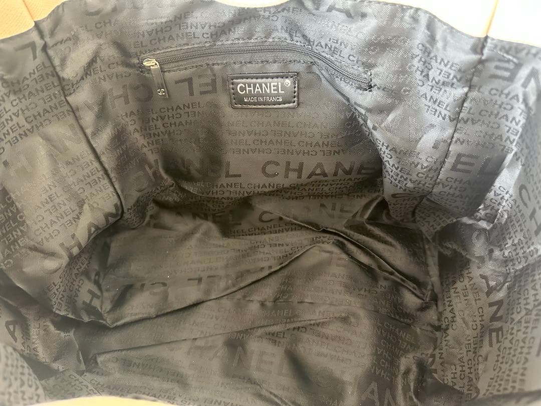 CHANELノベルティ☆肩掛けチェーントートバッグ新品キャンバス白