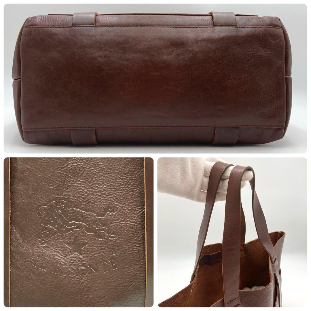 キャンパンダ✨ IL BISONTE トートバッグ レザー こげ茶 ロゴ
