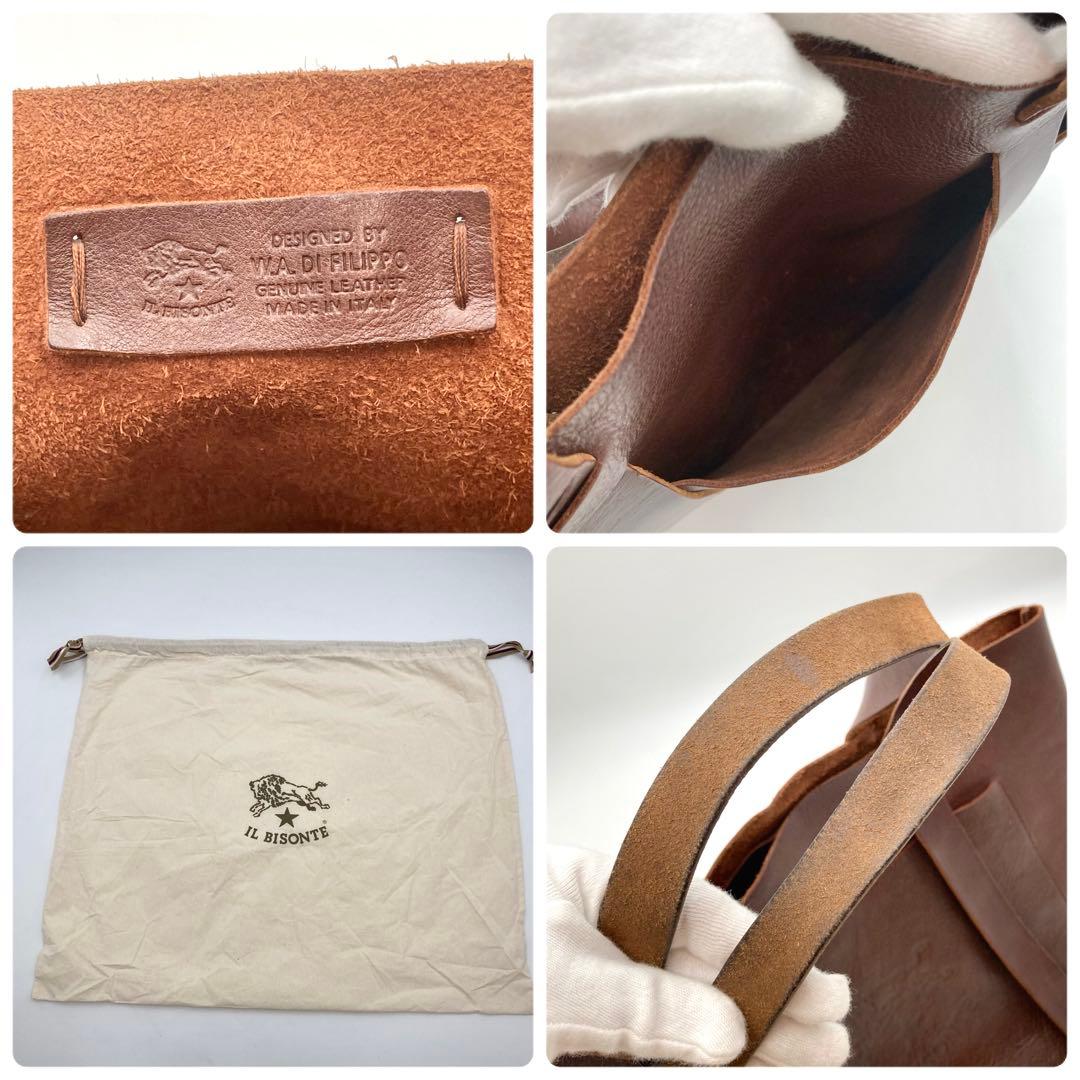 キャンパンダ✨ IL BISONTE トートバッグ レザー こげ茶 ロゴ