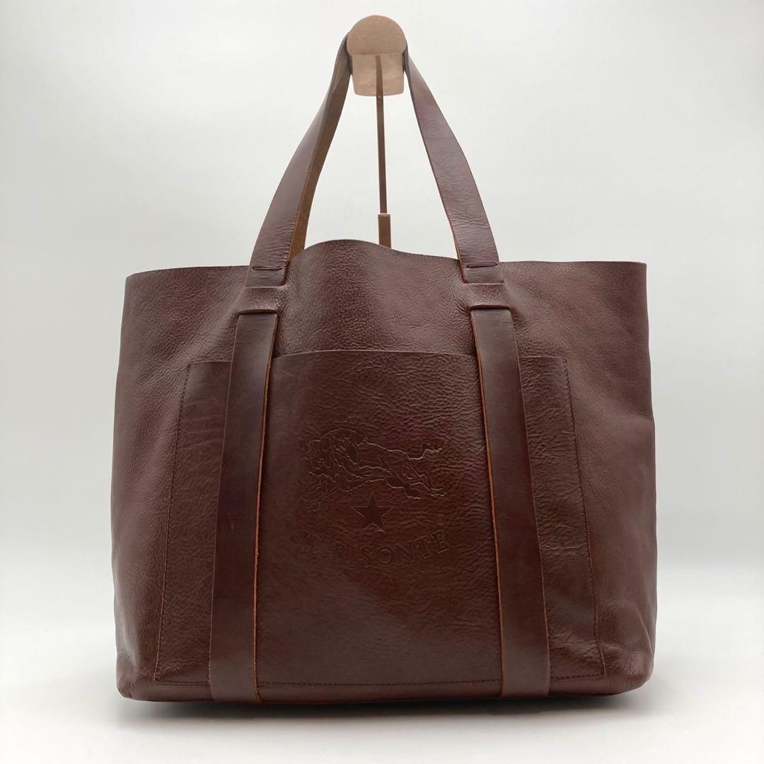 キャンパンダ✨ IL BISONTE トートバッグ レザー こげ茶 ロゴ