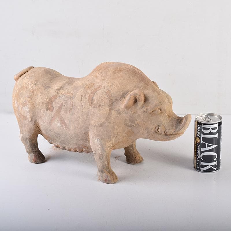 cafe-abakan　中国　加彩　豚俑　陶俑　置物　N　8950AE