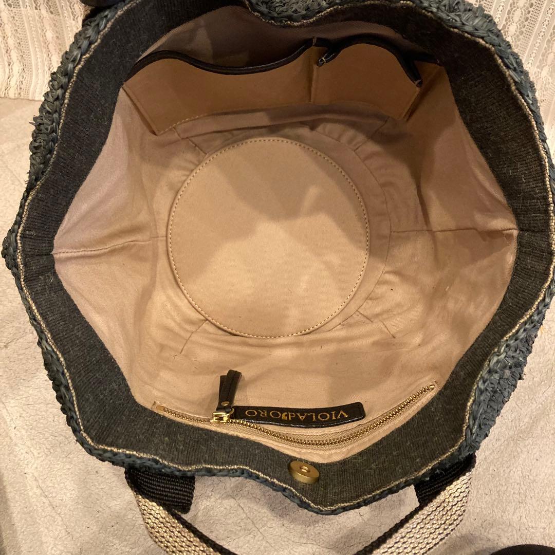 美品　ヴィオラドーロ　ラフィア　タッセル　かごバッグ　SANDRO 黒