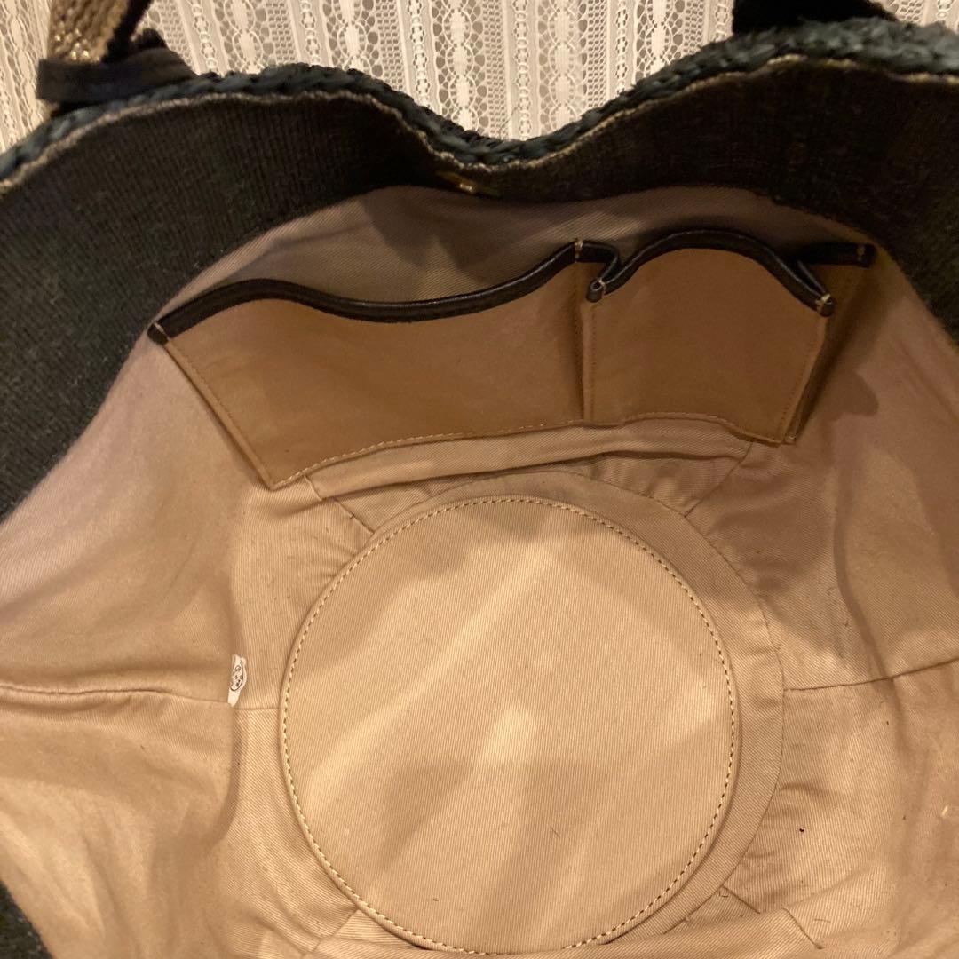 美品　ヴィオラドーロ　ラフィア　タッセル　かごバッグ　SANDRO 黒