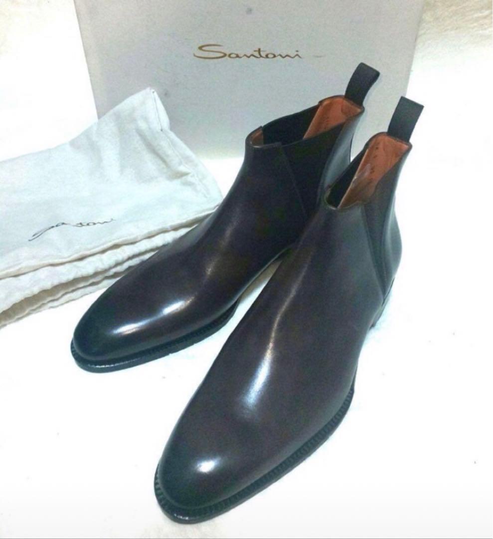 Santoni ダークブラウン サイドゴアブーツ　uk9
