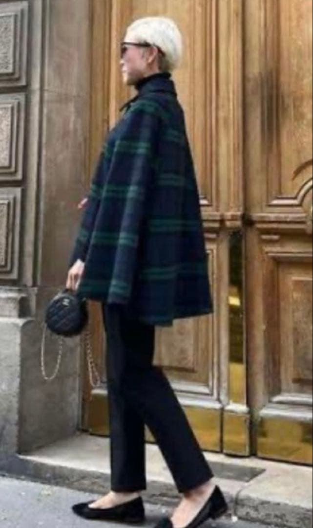 美品　JENNE ブリジット・バルドーコラボ タータン チェック ケープコート