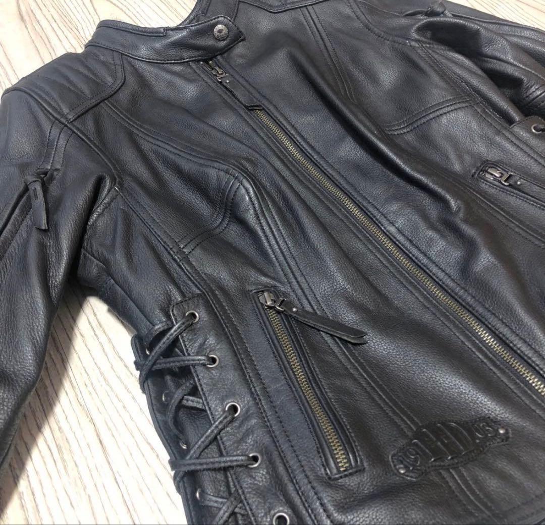 ハーレーダビッドソン本革レザージャケット フリンジ 黒 S