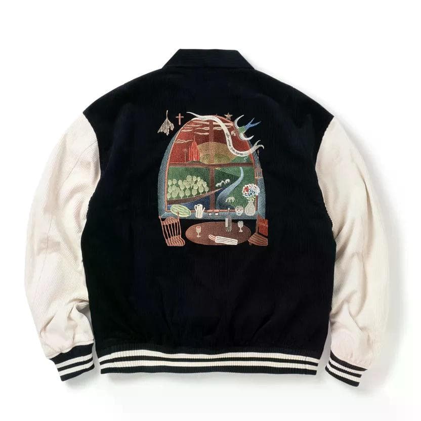 サノバチーズ /アート刺繍バーシティジャケット/SIZE XL/ビッグシルエット