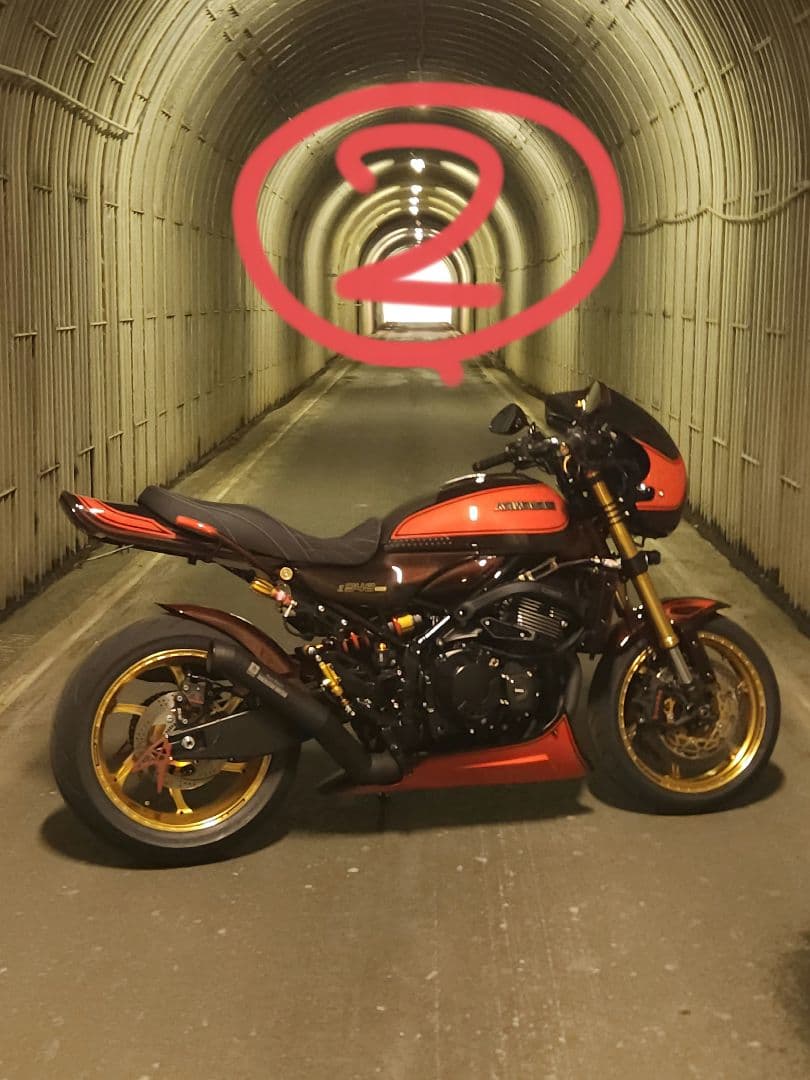 z900rs OHLINSリアサス 赤/金 オーバーホール済（アルマイト加工）