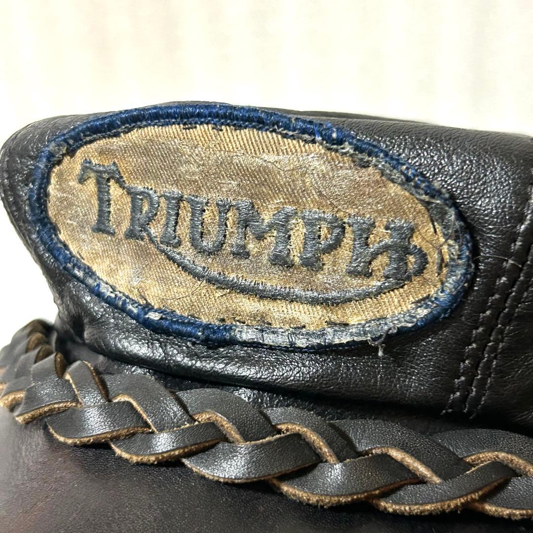 TRIUMPH トライアンフ 古着モーターサイクルキャップ レザーキャスケット