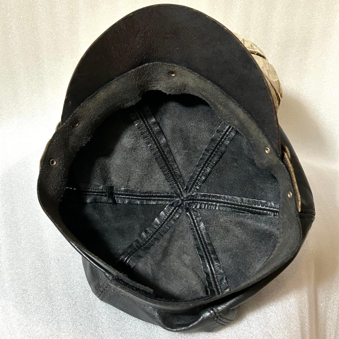 TRIUMPH トライアンフ 古着モーターサイクルキャップ レザーキャスケット