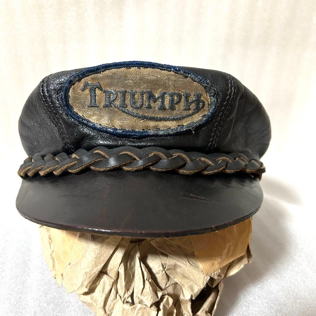 TRIUMPH トライアンフ 古着モーターサイクルキャップ レザーキャスケット