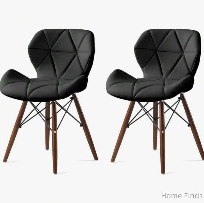 ダイニングチェア 4 脚セット PU レザー 木脚 北欧風 組立簡単