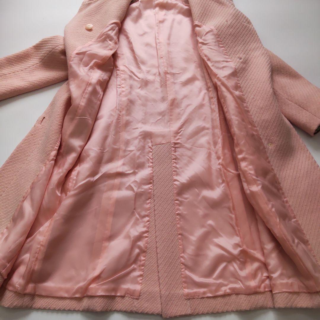 美品 レオナール スタンドカラー カシミヤ混 トリム ウール ロングコート 9号