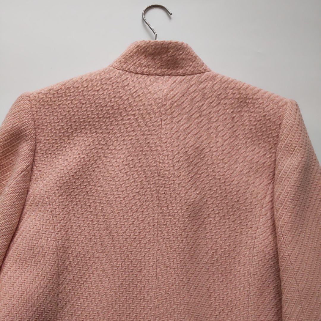 美品 レオナール スタンドカラー カシミヤ混 トリム ウール ロングコート 9号