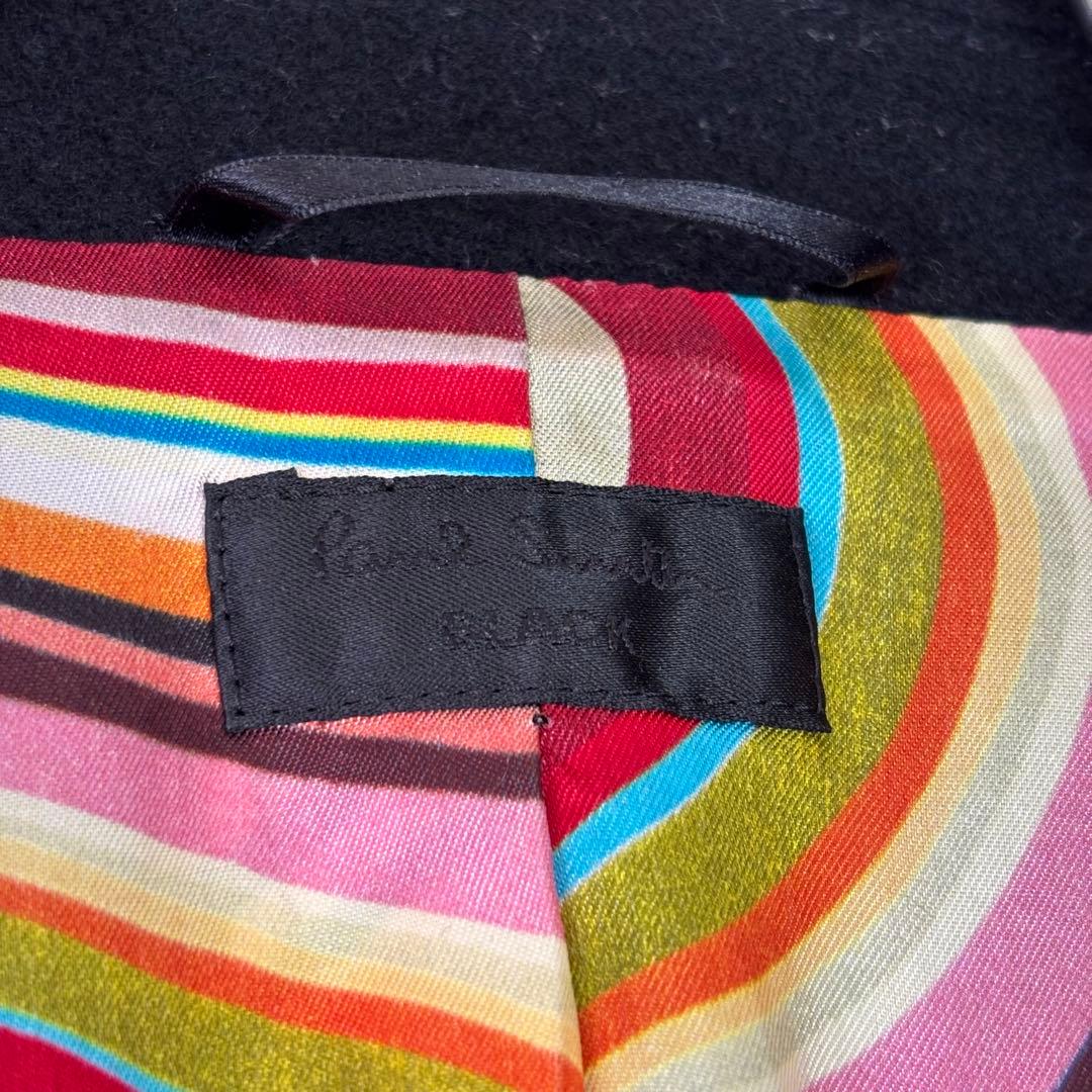 【美品/XL相当】ポールスミス ステンカラーコート カシミヤ混 マルチストライプ