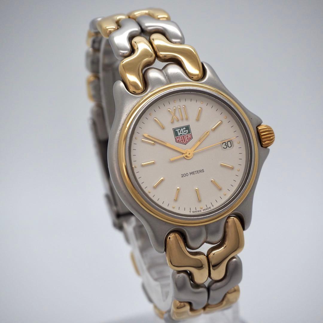 315 稼働【美品】タグホイヤー　時計　メンズ　箱付き　セル　コンビ　デイト