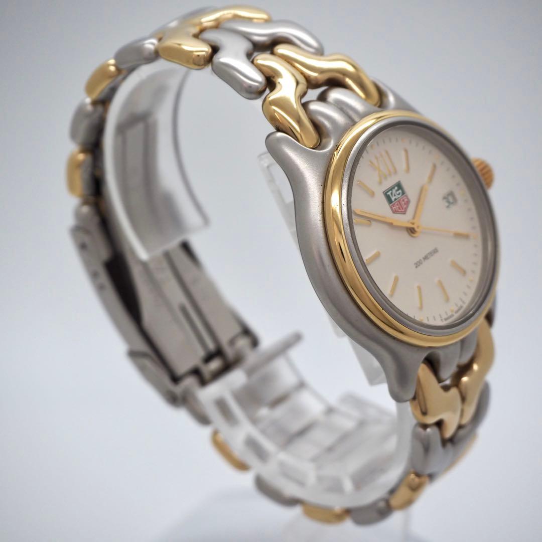 315 稼働【美品】タグホイヤー　時計　メンズ　箱付き　セル　コンビ　デイト