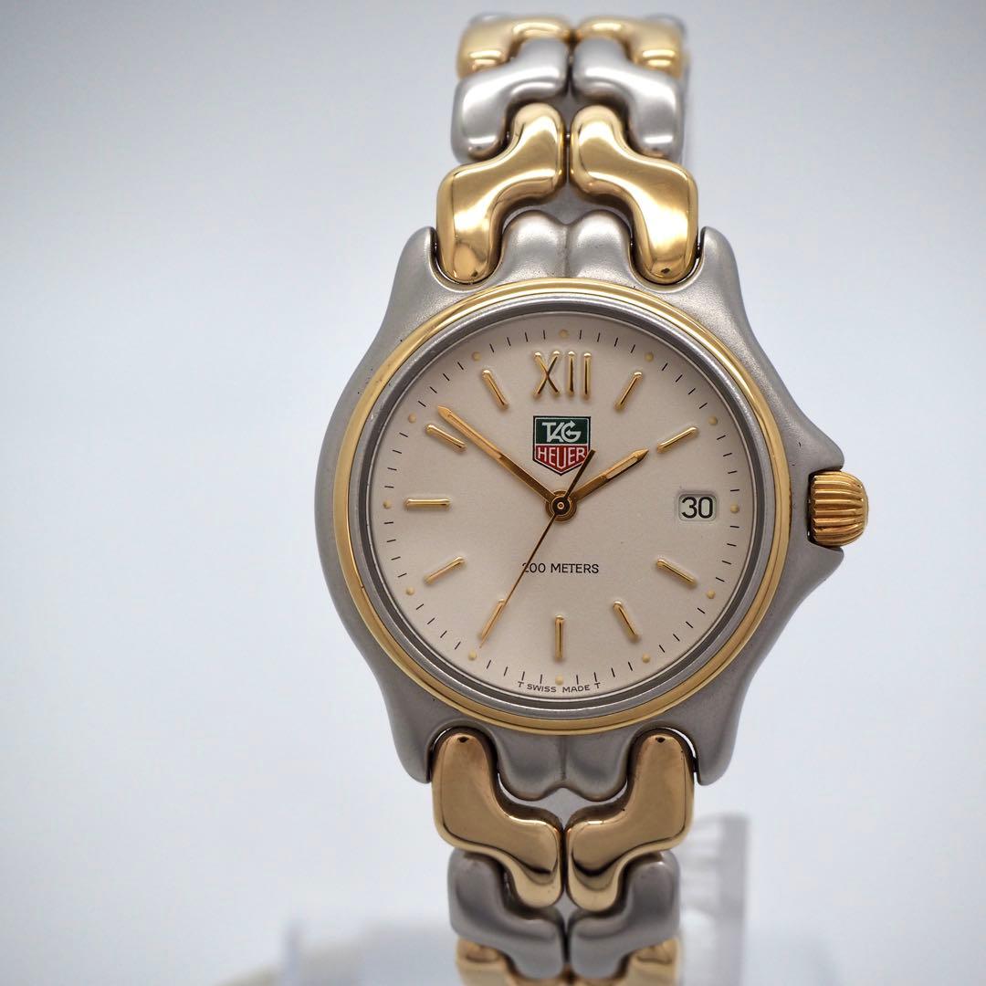 315 稼働【美品】タグホイヤー　時計　メンズ　箱付き　セル　コンビ　デイト