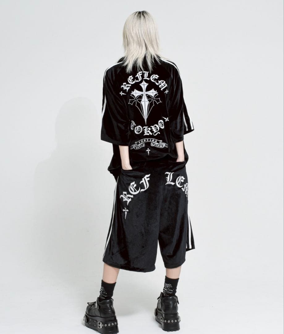 REFLEM TOKYO クロス刺繍ベロアジャージ 上下セット