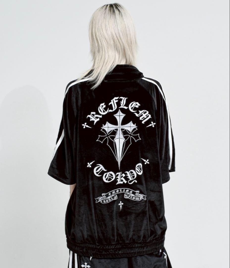 REFLEM TOKYO クロス刺繍ベロアジャージ 上下セット