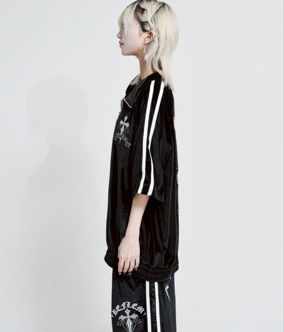 REFLEM TOKYO クロス刺繍ベロアジャージ 上下セット