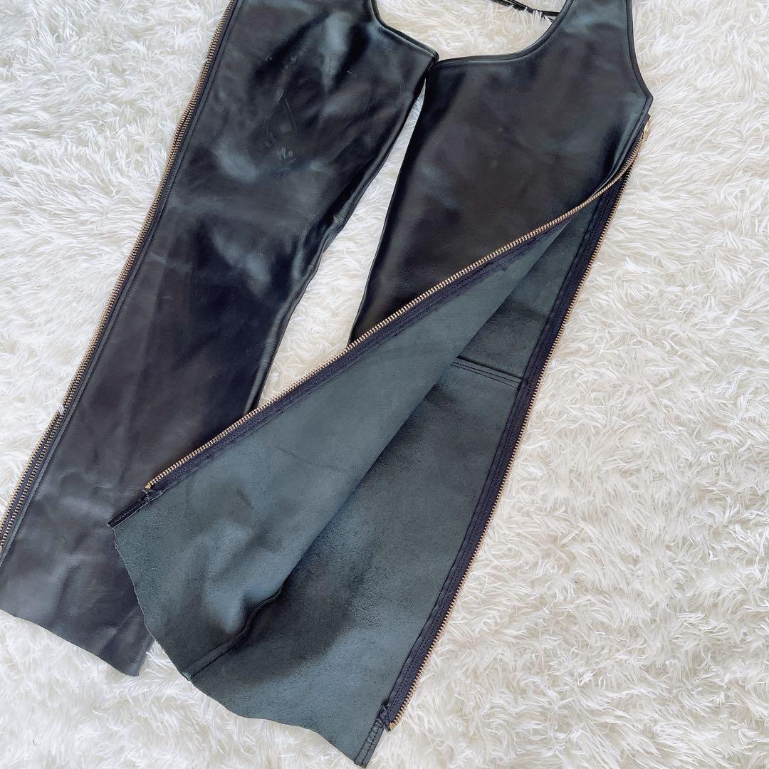 【KADOYA】カドヤ チャップス 牛革 バイク パンツ 23サイズ ブラック