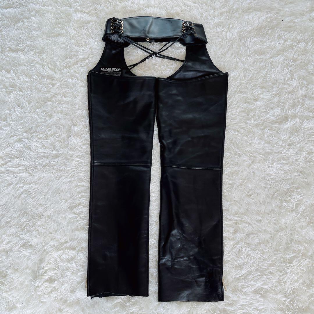 【KADOYA】カドヤ チャップス 牛革 バイク パンツ 23サイズ ブラック
