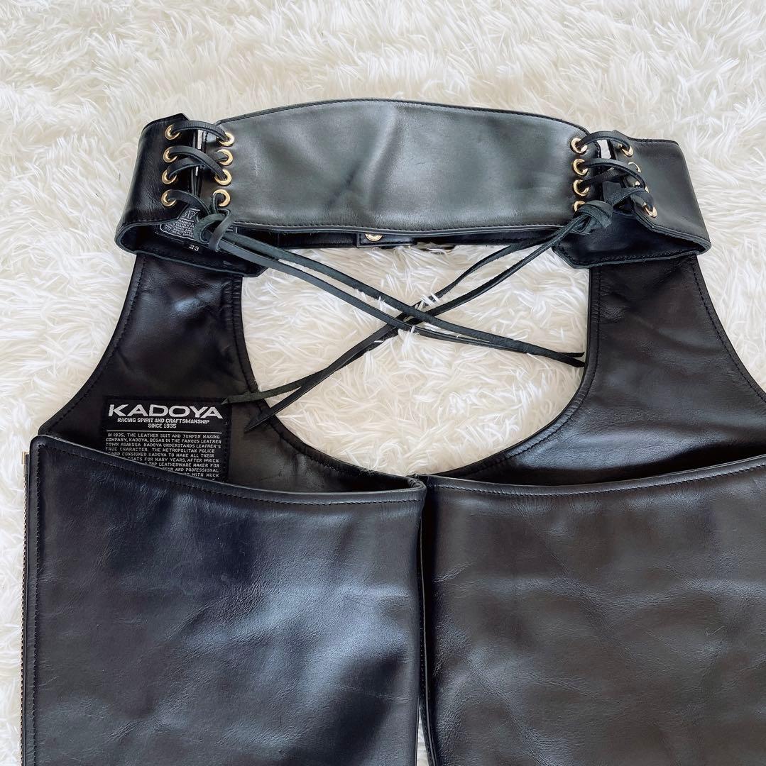 【KADOYA】カドヤ チャップス 牛革 バイク パンツ 23サイズ ブラック