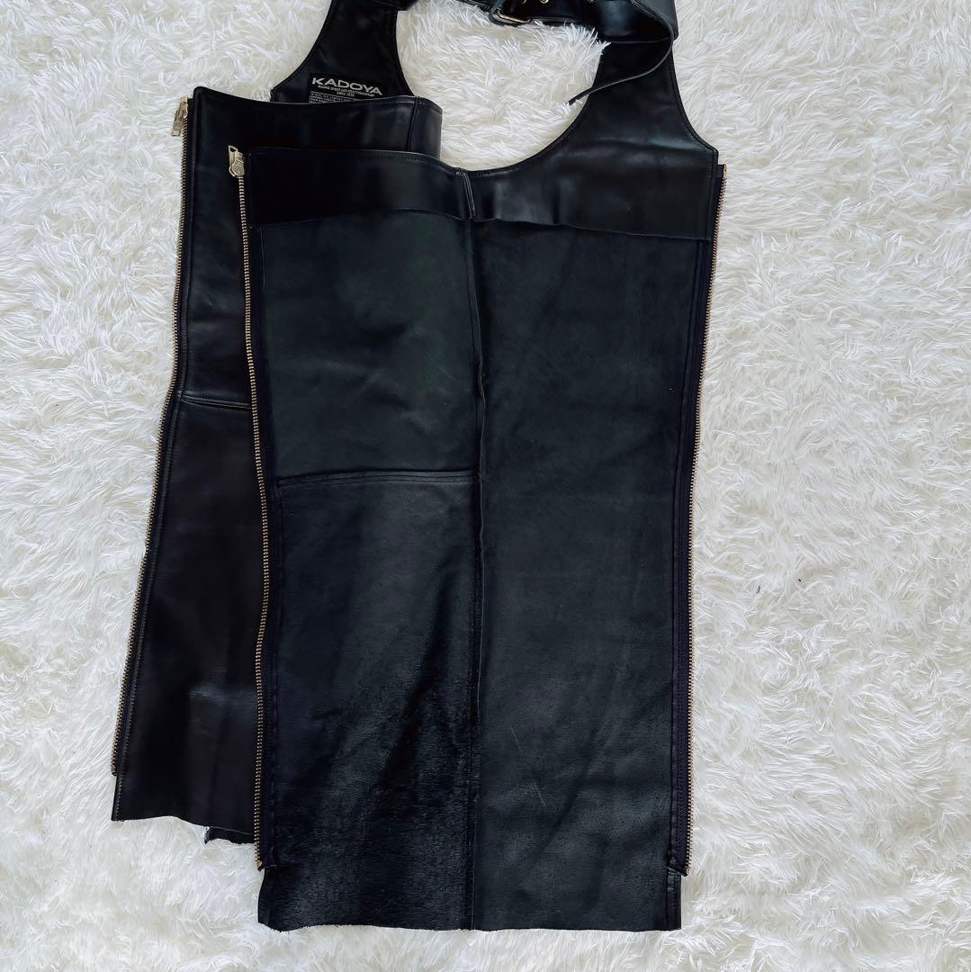 【KADOYA】カドヤ チャップス 牛革 バイク パンツ 23サイズ ブラック