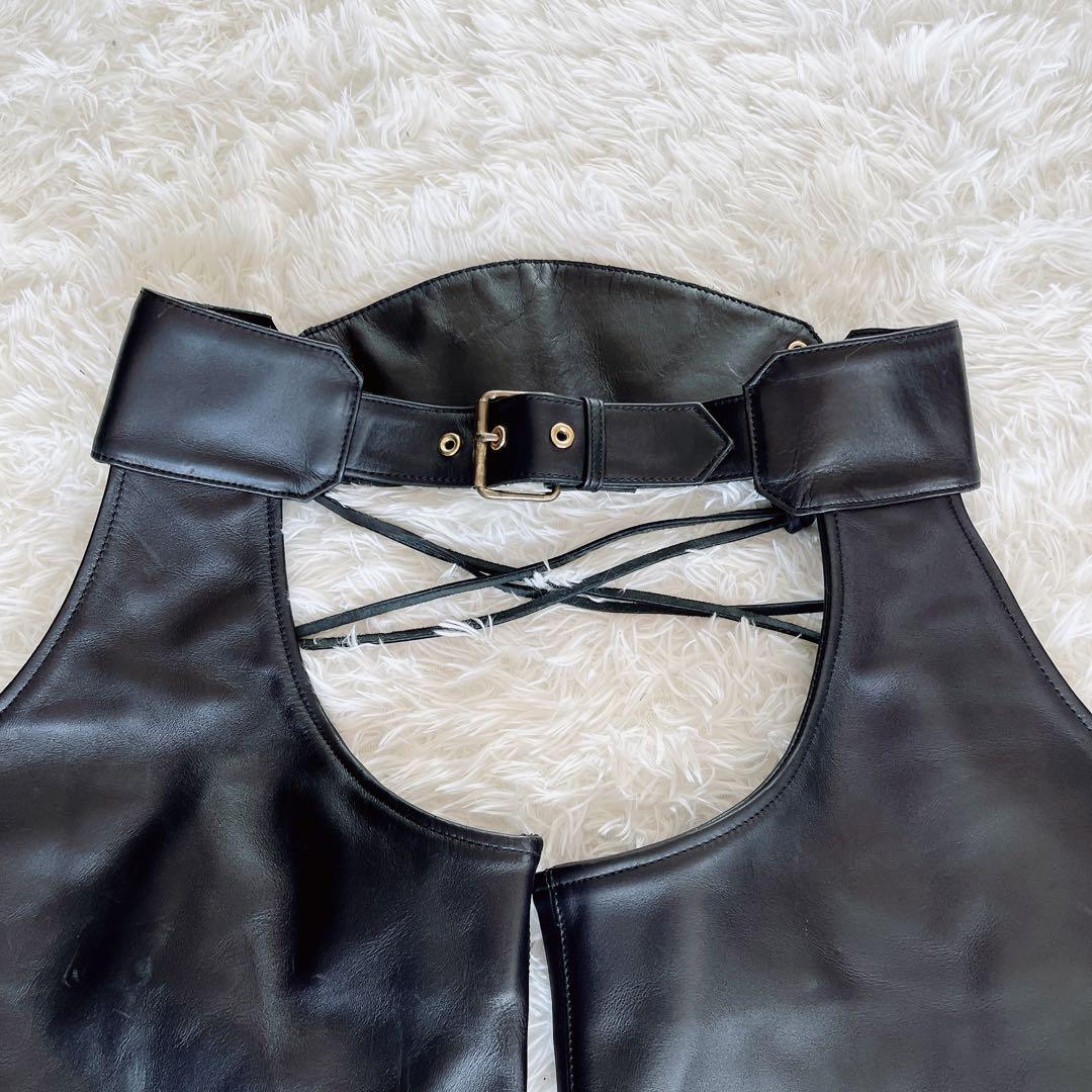 【KADOYA】カドヤ チャップス 牛革 バイク パンツ 23サイズ ブラック