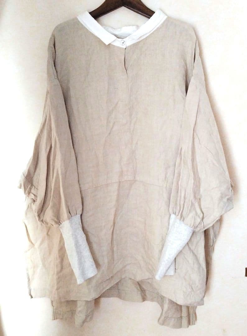 kapoc PONCHO 東炊き染めリネン プルオーバー ポンチョ ワケアリ