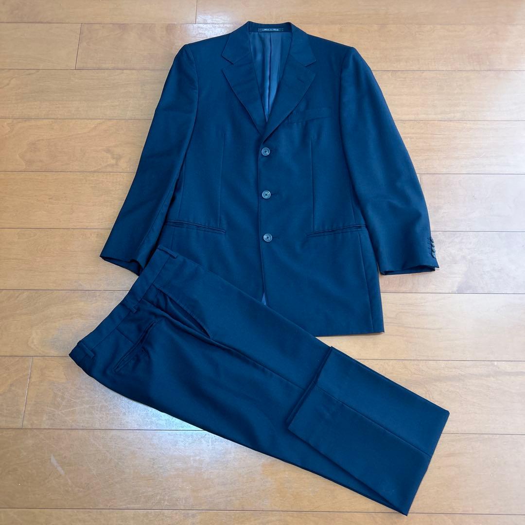 sale! GUCCI♪ カシミヤ混 ネイビー スーツ パンツ付き S 46