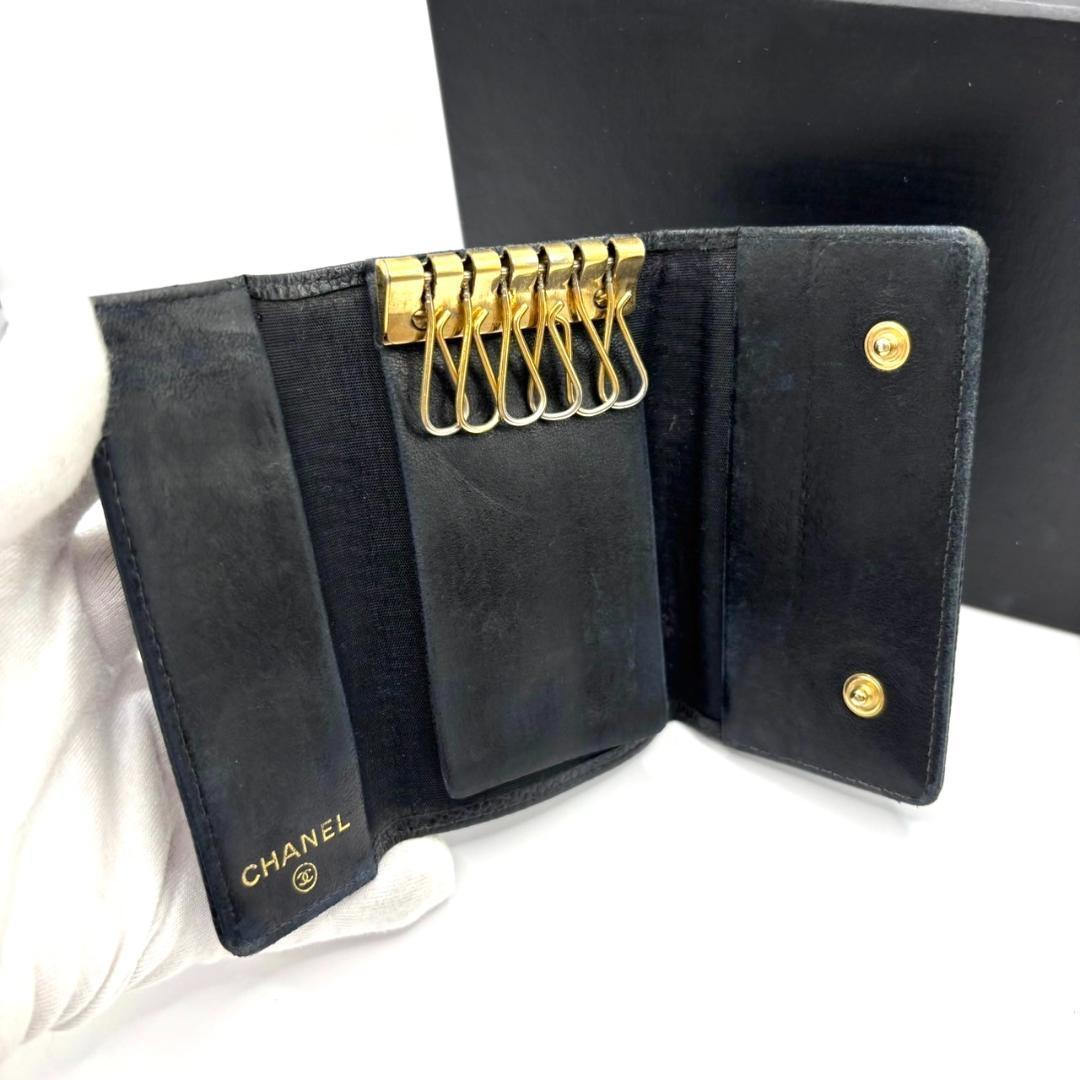 【極上美品】CHANEL シャネル キャビアスキン キーケース ブラック