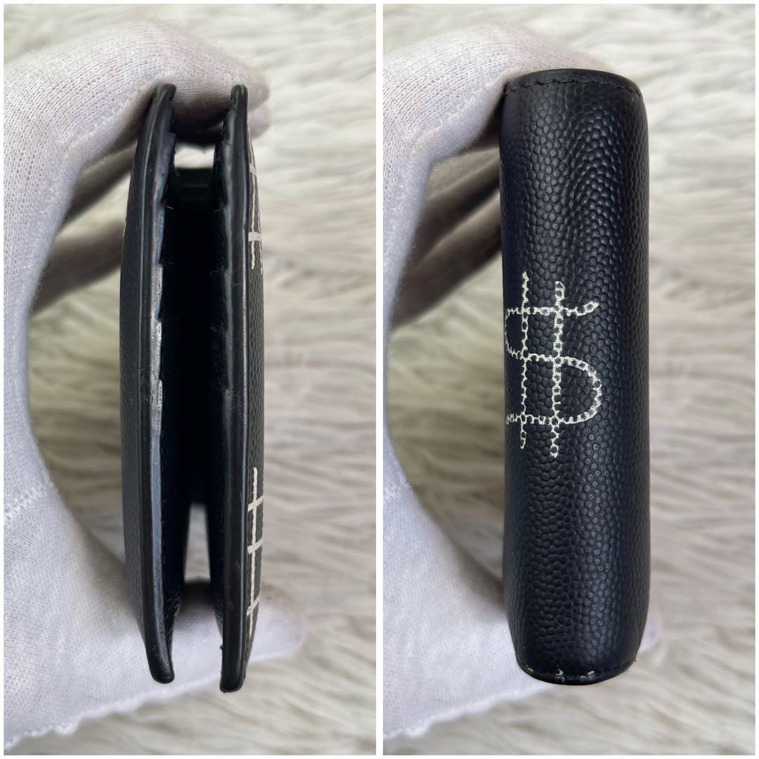 激レア✨️サンローラン 二つ折り財布 キャビア ドルマーク レザー ブラック