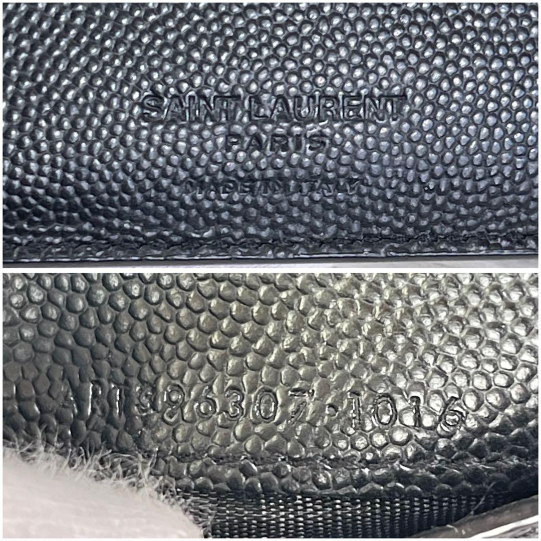 激レア✨️サンローラン 二つ折り財布 キャビア ドルマーク レザー ブラック