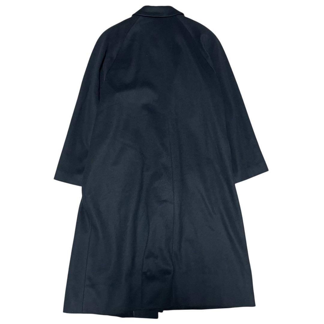 【カシミヤ100%×極美品】マキシ丈比翼ロングコート 日本製 青緑 XL