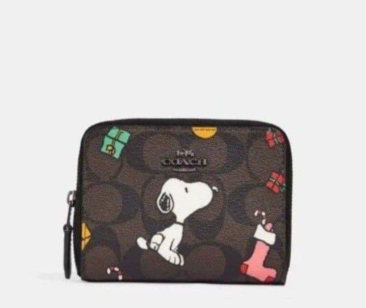新品未使用コーチ二つ折り財布スヌーピーブラウンレディースメンズ送料無料即日発送