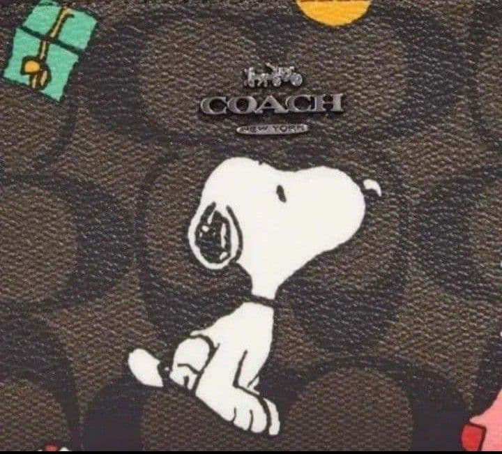 新品未使用コーチ二つ折り財布スヌーピーブラウンレディースメンズ送料無料即日発送