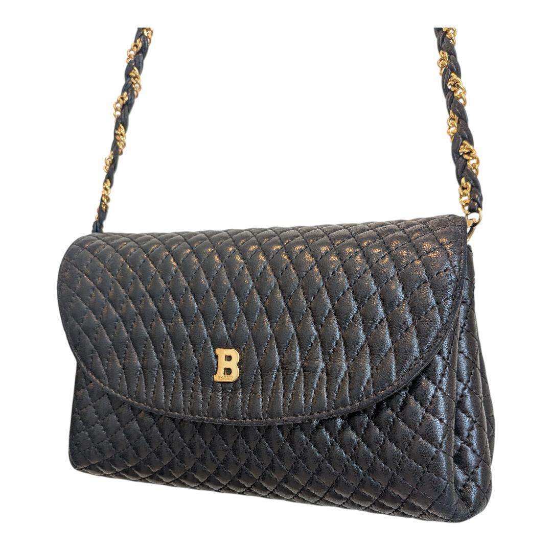 BALLY バリー ヴィンテージ キルティング ショルダーブラック レザー　美品