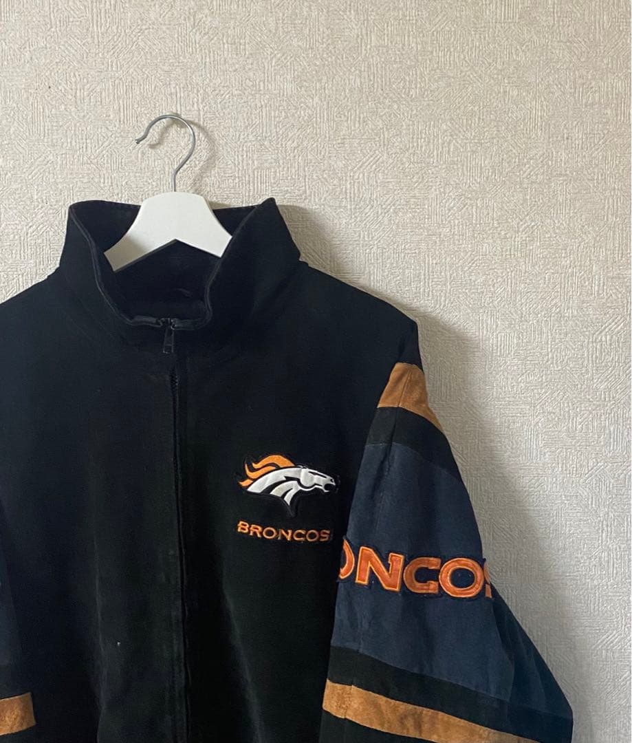 NFL スタジャン レザー スウェード ブラック　ストーリート BRONCOS