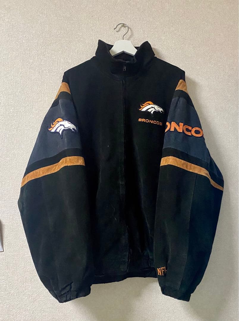 NFL スタジャン レザー スウェード ブラック　ストーリート BRONCOS