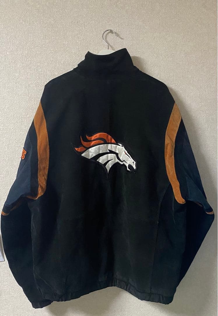 NFL スタジャン レザー スウェード ブラック　ストーリート BRONCOS