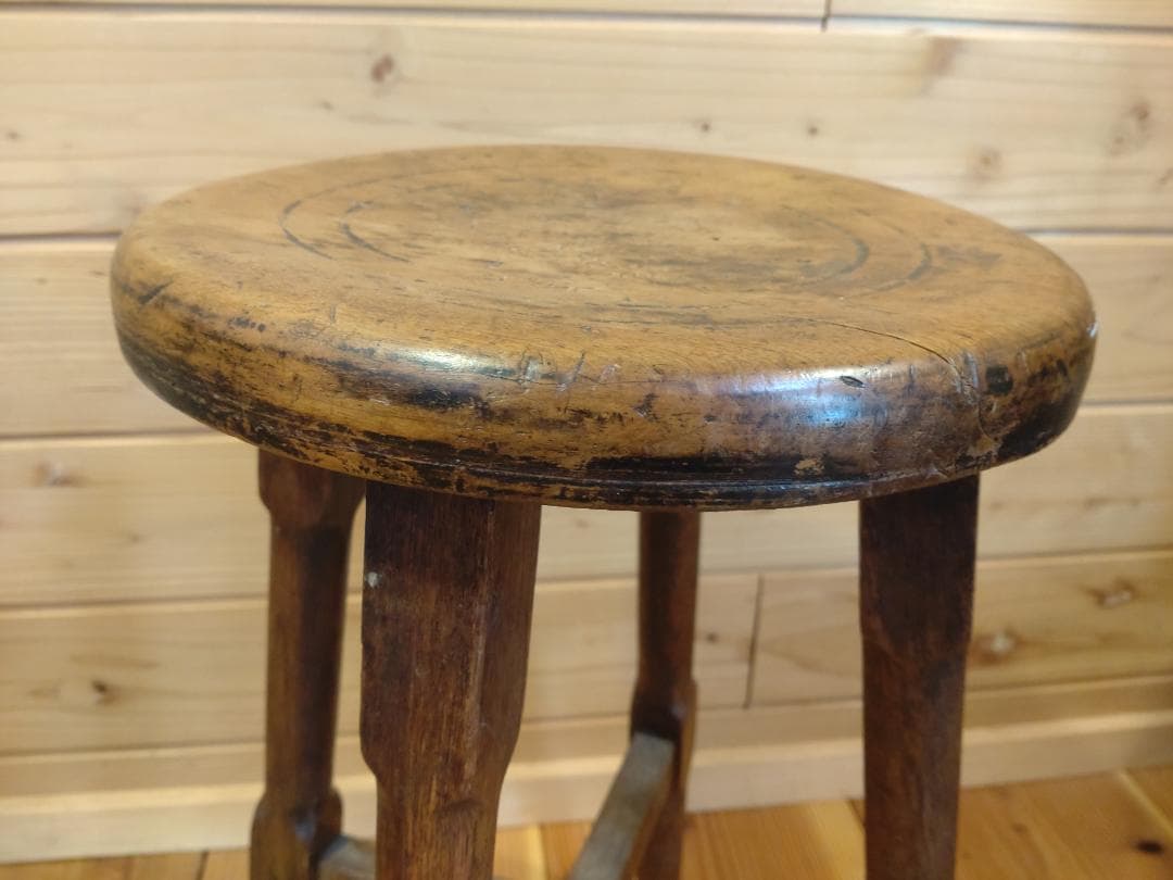 昭和レトロ３点セット　スツール　5段小引出し　ちゃぶ台　無垢材　小道具　民具